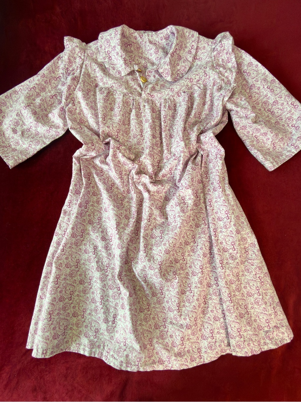 Women’s Pink Floral Nightgown with Peter Pan Collar Sz S